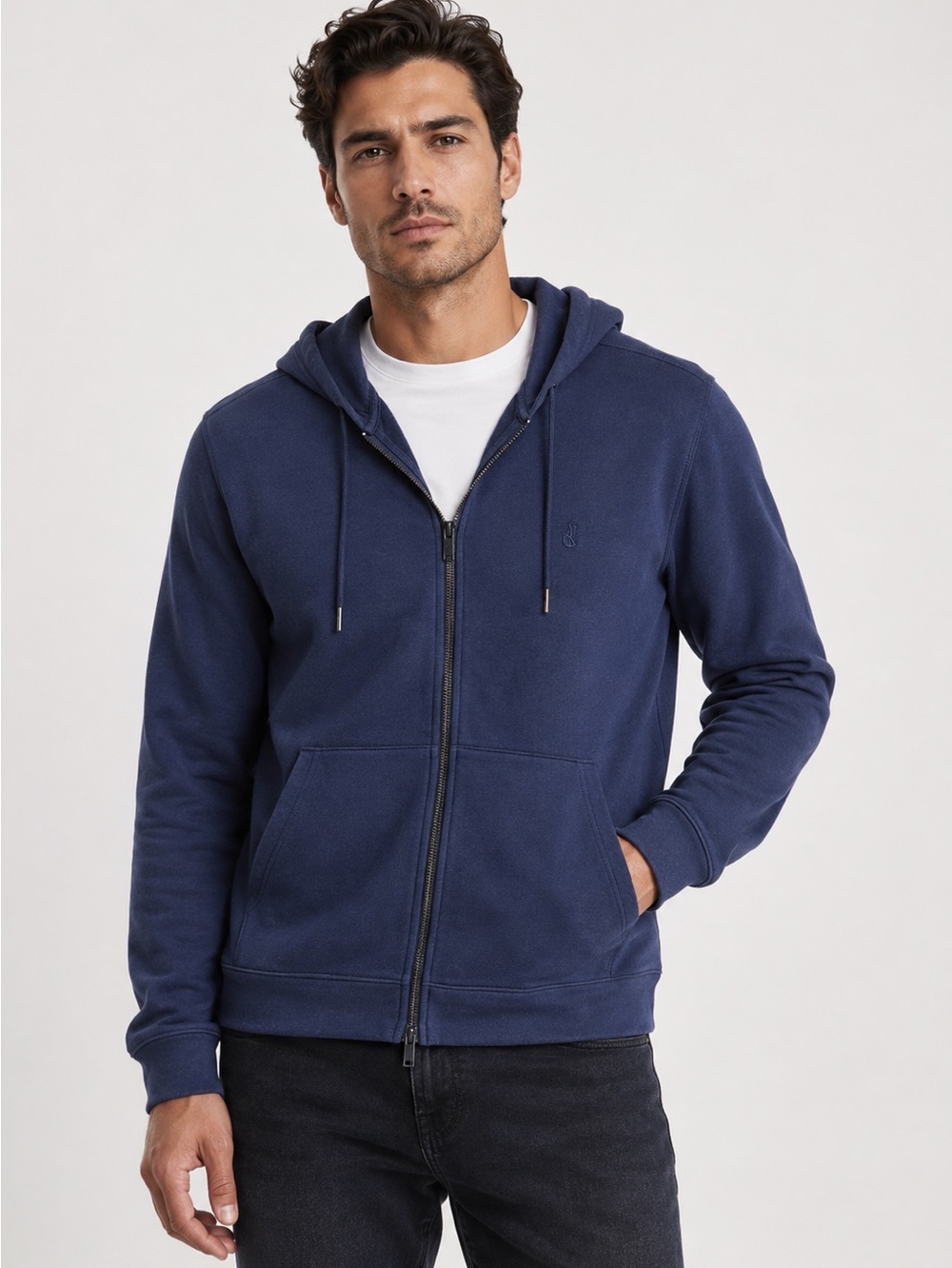 John Varvatos cotton double knit zip hoodie